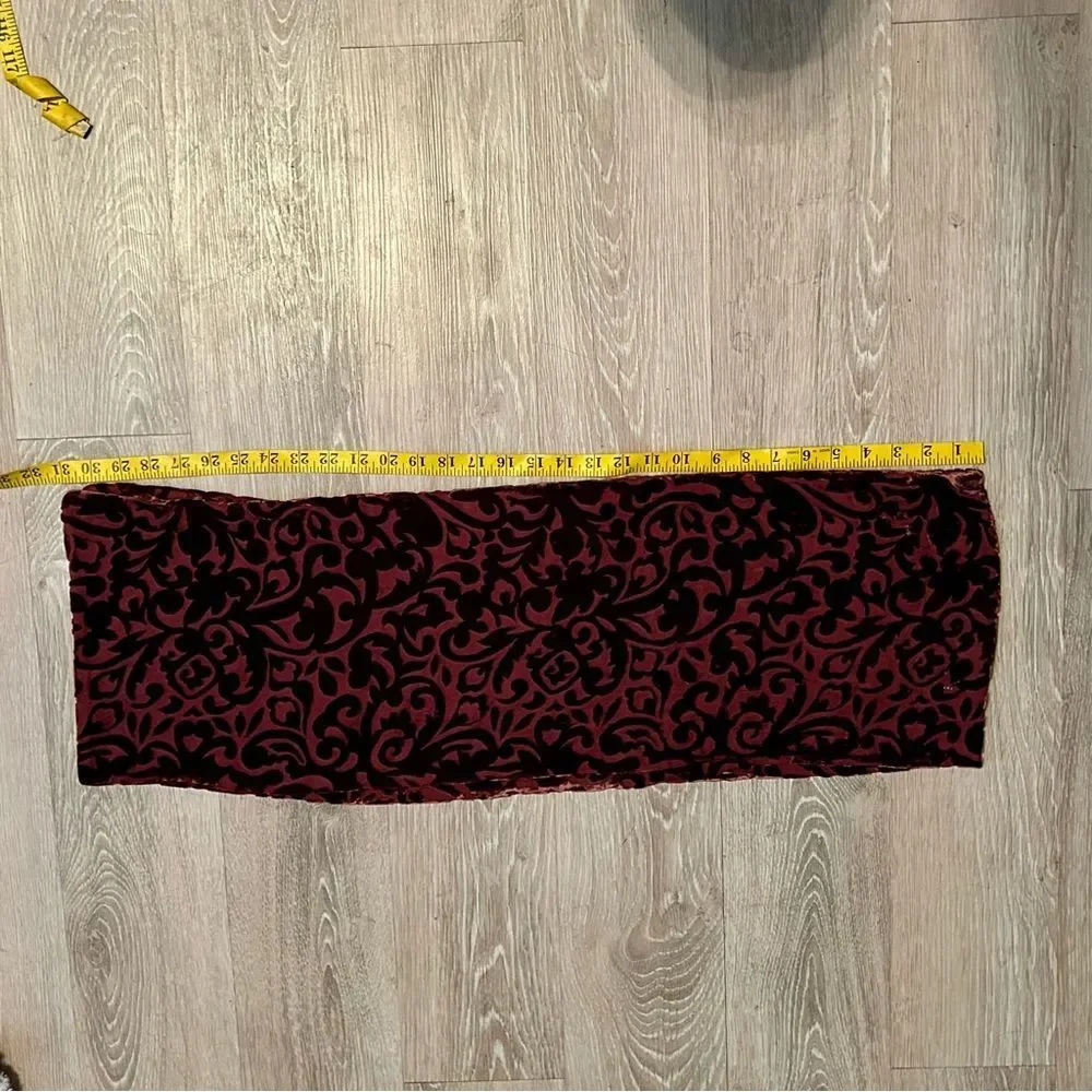 Vintage Velvet Burnout Scarf Wine burgundy Classic Boho Equestrian Timeless